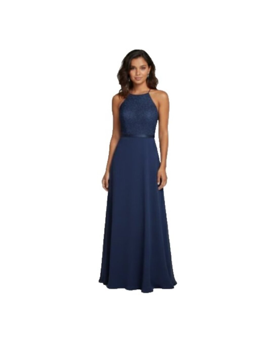 NEW ALFRED ANGELO NAVY LONG CHIFFON GOWN DRESS/Bridesmaid/Prom  SZ 9/10